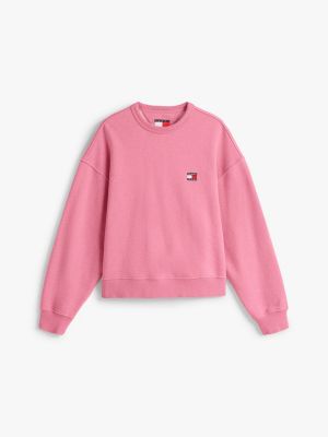 pink tommy badge boxy sweatshirt for women tommy jeans