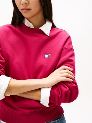 pink tommy badge boxy sweatshirt for women tommy jeans