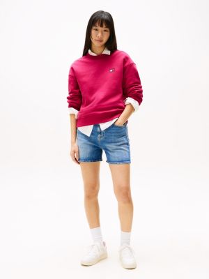 pink tommy badge boxy sweatshirt for women tommy jeans