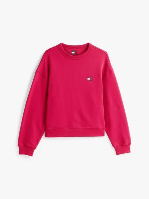 pink tommy badge boxy sweatshirt for women tommy jeans