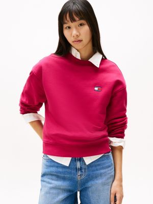 felpa squadrata con distintivo tommy pink da donne tommy jeans