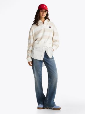 multi boxy fit polo collar sweatshirt for women tommy jeans