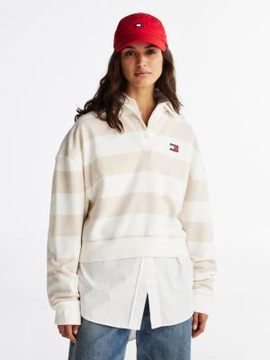 multi boxy fit polo collar sweatshirt for women tommy jeans