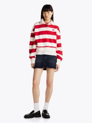 multi boxy fit polo collar sweatshirt for women tommy jeans