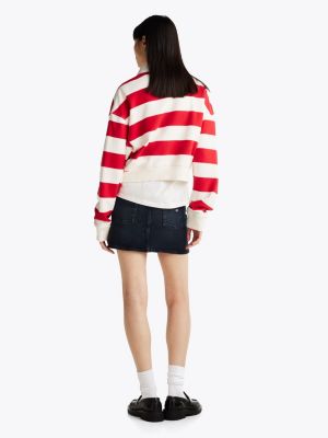 multi boxy fit polo collar sweatshirt for women tommy jeans