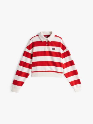 multi boxy fit polo collar sweatshirt for women tommy jeans