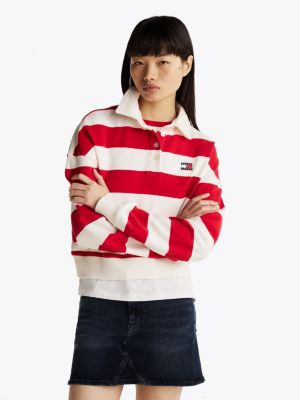 multi boxy fit polo collar sweatshirt for women tommy jeans