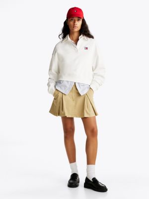 white boxy fit polo collar sweatshirt for women tommy jeans