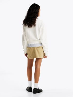 white boxy fit polo collar sweatshirt for women tommy jeans