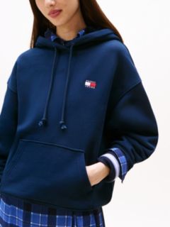 Tommy Badge Brushed Terry Boxy Hoody — Blue 2