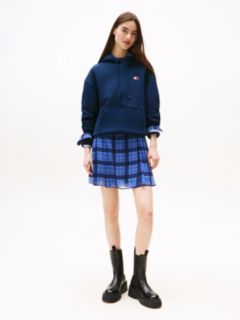 Tommy Badge Brushed Terry Boxy Hoody — Blue 3