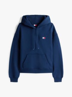 Tommy Badge Brushed Terry Boxy Hoody — Blue 5