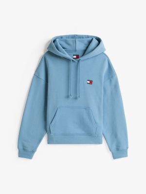 blau boxy fit hoodie mit tommy-badge für damen - tommy jeans