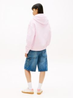 Tommy Badge Brushed Terry Boxy Hoody — Pink 4