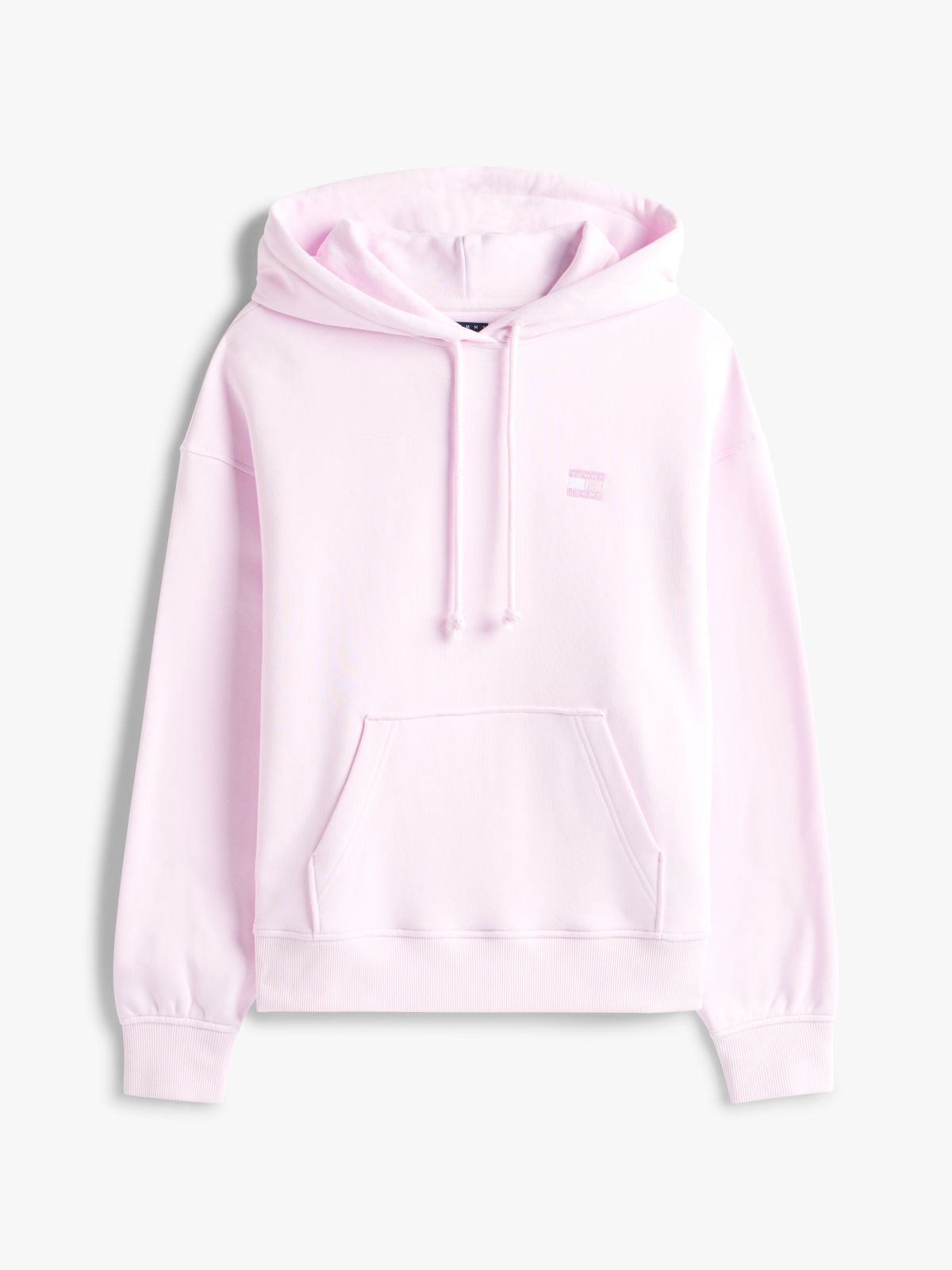Tommy Badge Brushed Terry Boxy Hoody — Pink