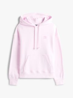 Tommy Badge Brushed Terry Boxy Hoody — Pink 5