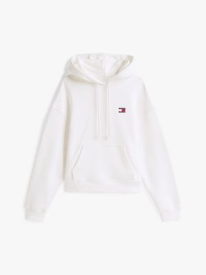 white tommy badge boxy hoody for women tommy jeans