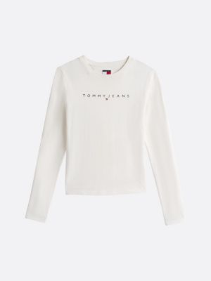 white logo long sleeve slim t-shirt for women tommy jeans