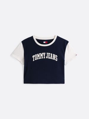 multi varsity logo cropped t-shirt for women tommy jeans