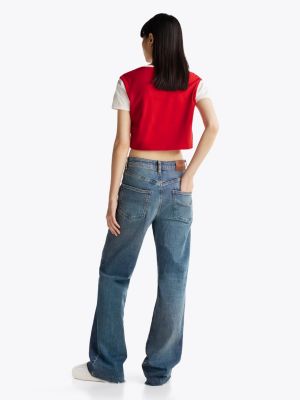 multi varsity logo cropped t-shirt for women tommy jeans