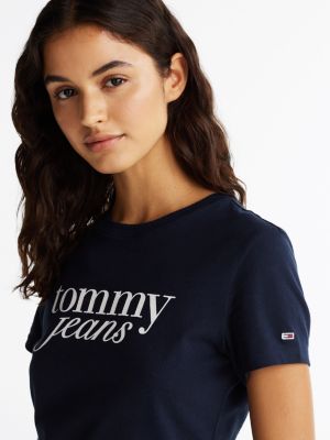 blue logo slim t-shirt for women tommy jeans