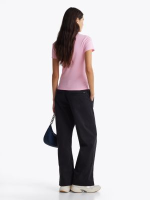 t-shirt ajusté à logo rose pour femmes tommy jeans