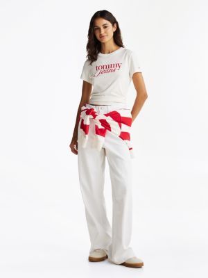 white logo slim t-shirt for women tommy jeans