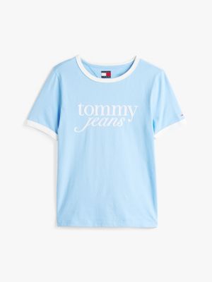 t-shirt décontracté à logo cursive contrasté plusieurs couleurs pour femmes tommy jeans