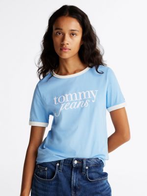 multi relaxed fit t-shirt met contrastlogo voor dames - tommy jeans