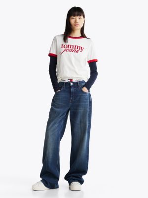 multi relaxed fit t-shirt mit kontrast-logo für damen - tommy jeans