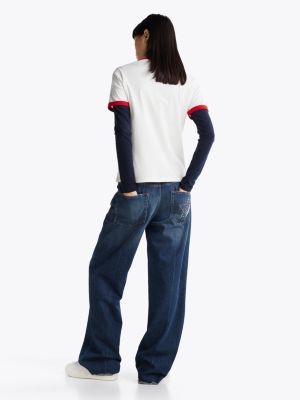 multi relaxed fit t-shirt mit kontrast-logo für damen - tommy jeans