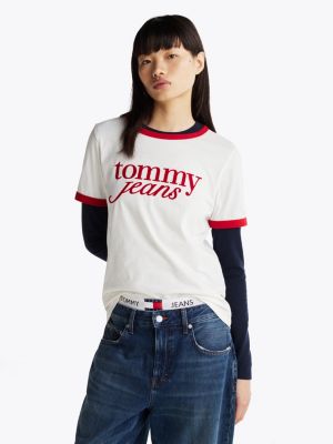 multi relaxed fit t-shirt mit kontrast-logo für damen - tommy jeans