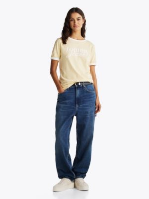 yellow contrast logo relaxed t-shirt for women tommy jeans