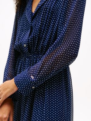 vestito midi con stampa a stelle all over blu da donne tommy jeans