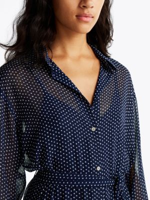 blue star print mini shirt dress for women tommy jeans