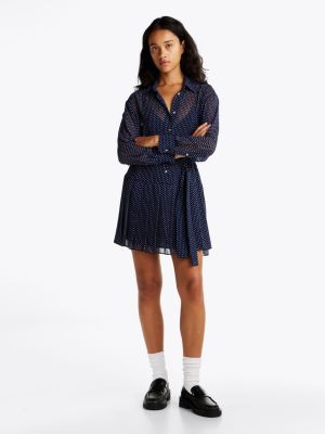 blue mini-hemdkleid mit stern-print für damen - tommy jeans