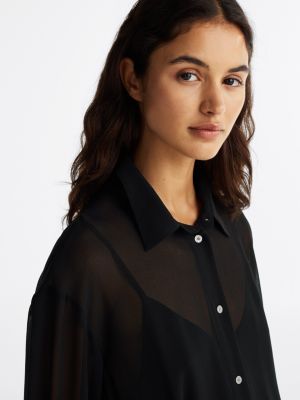 black star print mini shirt dress for women tommy jeans