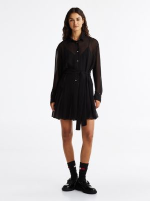 black star print mini shirt dress for women tommy jeans