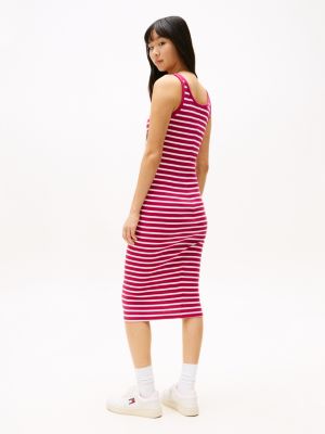 multi ribbed midi slim bodycon dress for women tommy jeans