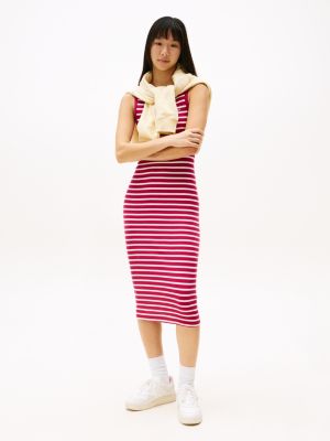 multi ribbed midi slim bodycon dress for women tommy jeans