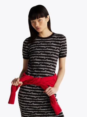 black print mini jumper dress for women tommy jeans