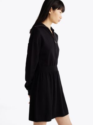 black fit and flare mini jumper dress for women tommy jeans