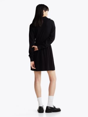 black fit and flare mini jumper dress for women tommy jeans