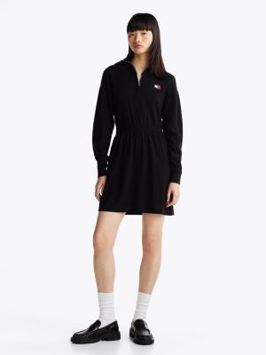 black fit and flare mini-sweaterjurk voor dames - tommy jeans