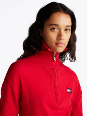 red fit and flare mini jumper dress for women tommy jeans