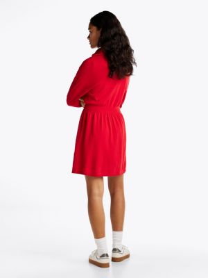 red fit and flare mini jumper dress for women tommy jeans