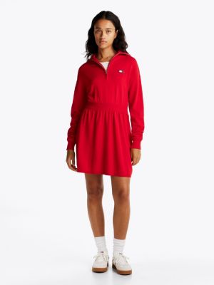 red fit-and-flare mini-strickkleid für damen - tommy jeans