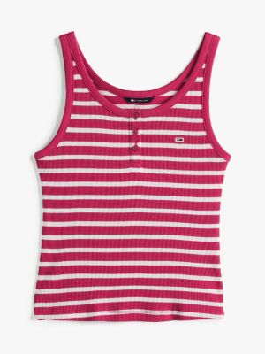 multi geripptes slim fit tanktop für damen - tommy jeans