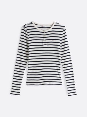 multi ribbed long sleeve slim t-shirt for women tommy jeans