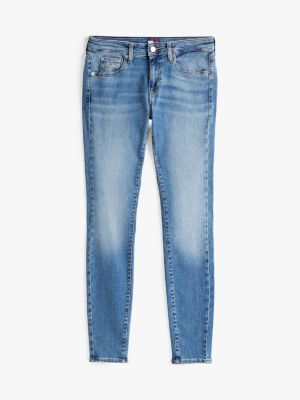 denim sophie skinny jeans mit niedrigem bund für damen - tommy jeans